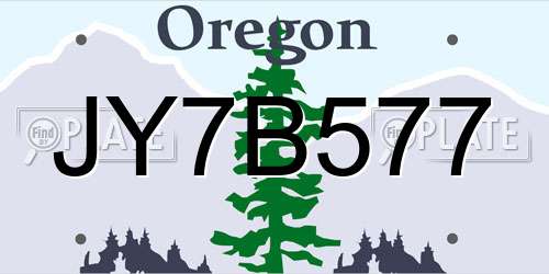 JY7B577 Oregon License Plate