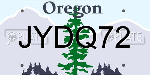 JYDQ72 Oregon License Plate