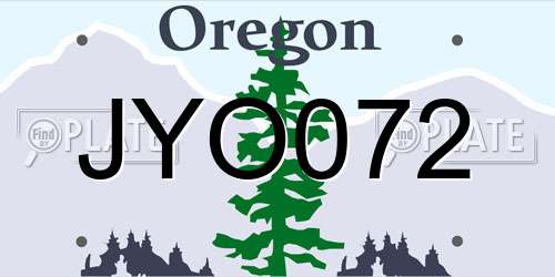 JYO072 Oregon License Plate
