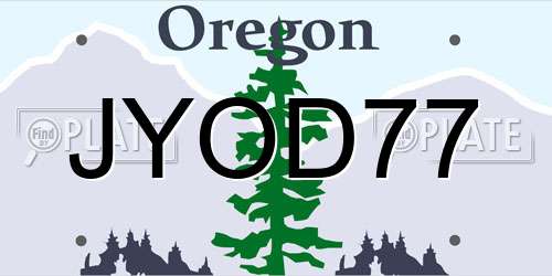 JYOD77 Oregon License Plate