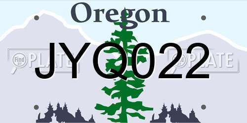 JYQ022 Oregon License Plate