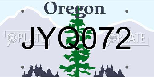 JYQ072 Oregon License Plate