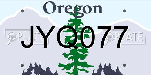 JYQ077 Oregon License Plate