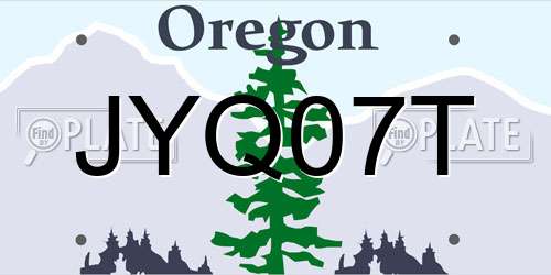 JYQ07T Oregon License Plate