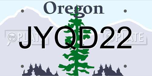 JYQD22 Oregon License Plate