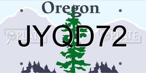 JYQD72 Oregon License Plate