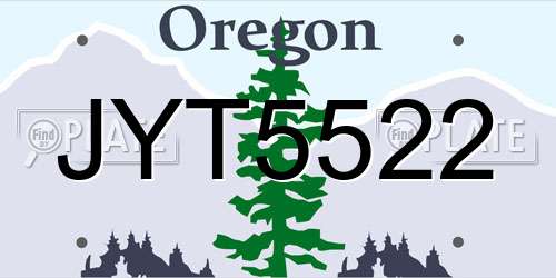 JYT5522 Oregon License Plate