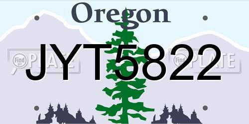 JYT5822 Oregon License Plate