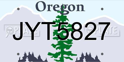 JYT5827 Oregon License Plate