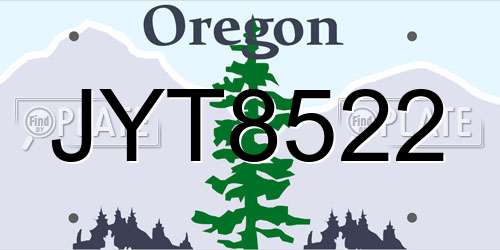 JYT8522 Oregon License Plate