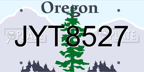 JYT8527 Oregon License Plate