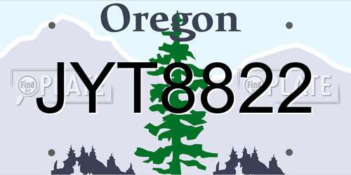 JYT8822 Oregon License Plate