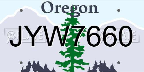 JYW7660 Oregon License Plate