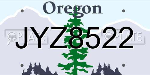 JYZ8522 Oregon License Plate