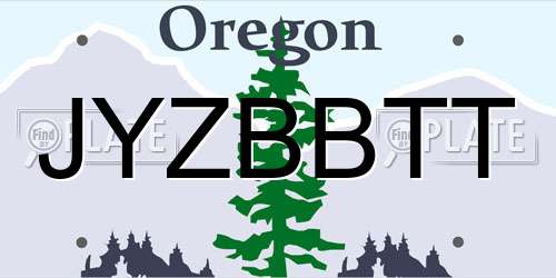 JYZBBTT Oregon License Plate