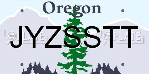 JYZSSTT Oregon License Plate