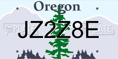 JZ2Z8E Oregon License Plate