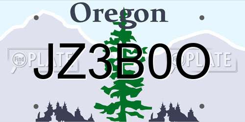 JZ3B0O Oregon License Plate