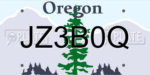 JZ3B0Q Oregon License Plate