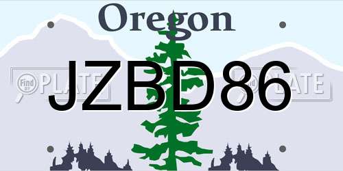 JZBD86 Oregon License Plate