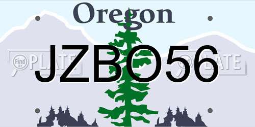 JZBO56 Oregon License Plate