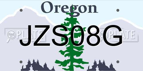 JZS08G Oregon License Plate