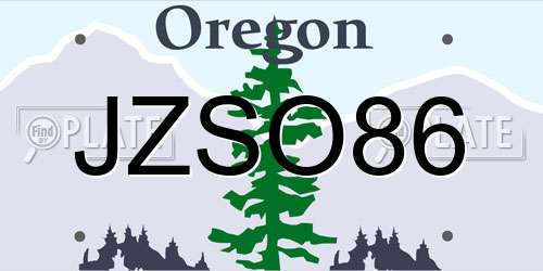 JZSO86 Oregon License Plate
