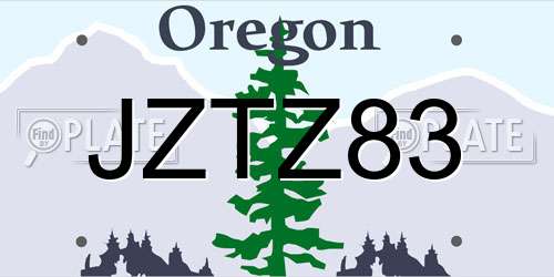 JZTZ83 Oregon License Plate