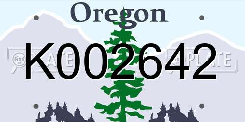 K002642 Oregon License Plate