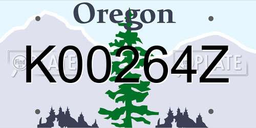 K00264Z Oregon License Plate