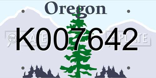 K007642 Oregon License Plate