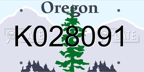 K028091 Oregon License Plate