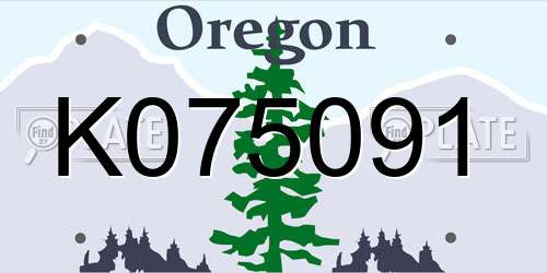 K075091 Oregon License Plate