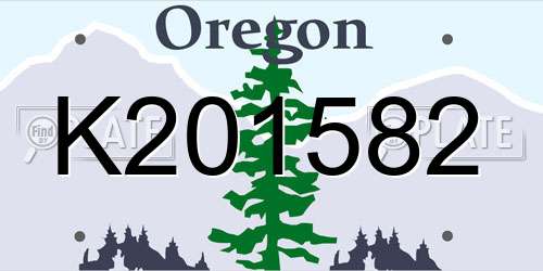K201582 Oregon License Plate