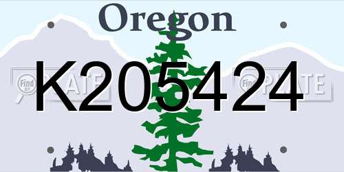 K205424 Oregon License Plate