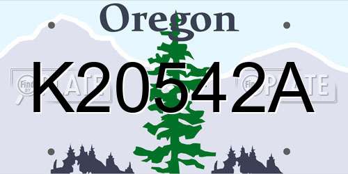 K20542A Oregon License Plate
