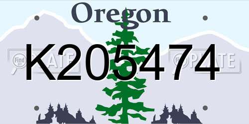K205474 Oregon License Plate