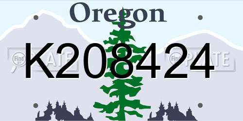 K208424 Oregon License Plate