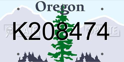 K208474 Oregon License Plate