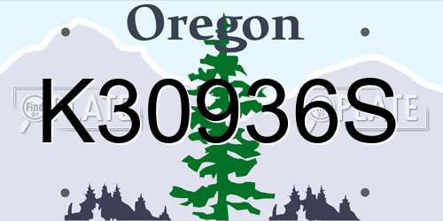 K30936S Oregon License Plate