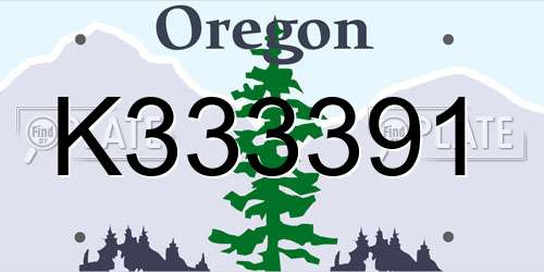 K333391 Oregon License Plate