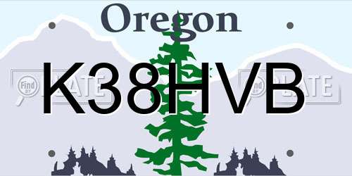 K38HVB Oregon License Plate