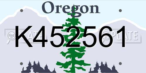 K452561 Oregon License Plate
