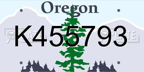 K455793 Oregon License Plate