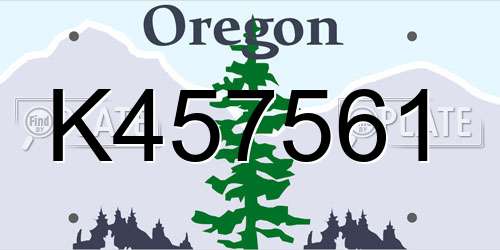 K457561 Oregon License Plate