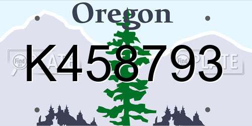K458793 Oregon License Plate