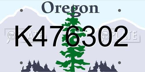 K476302 Oregon License Plate