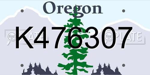 K476307 Oregon License Plate