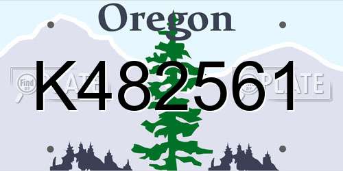 K482561 Oregon License Plate