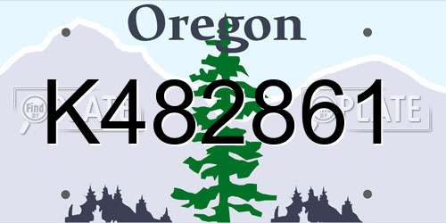 K482861 Oregon License Plate